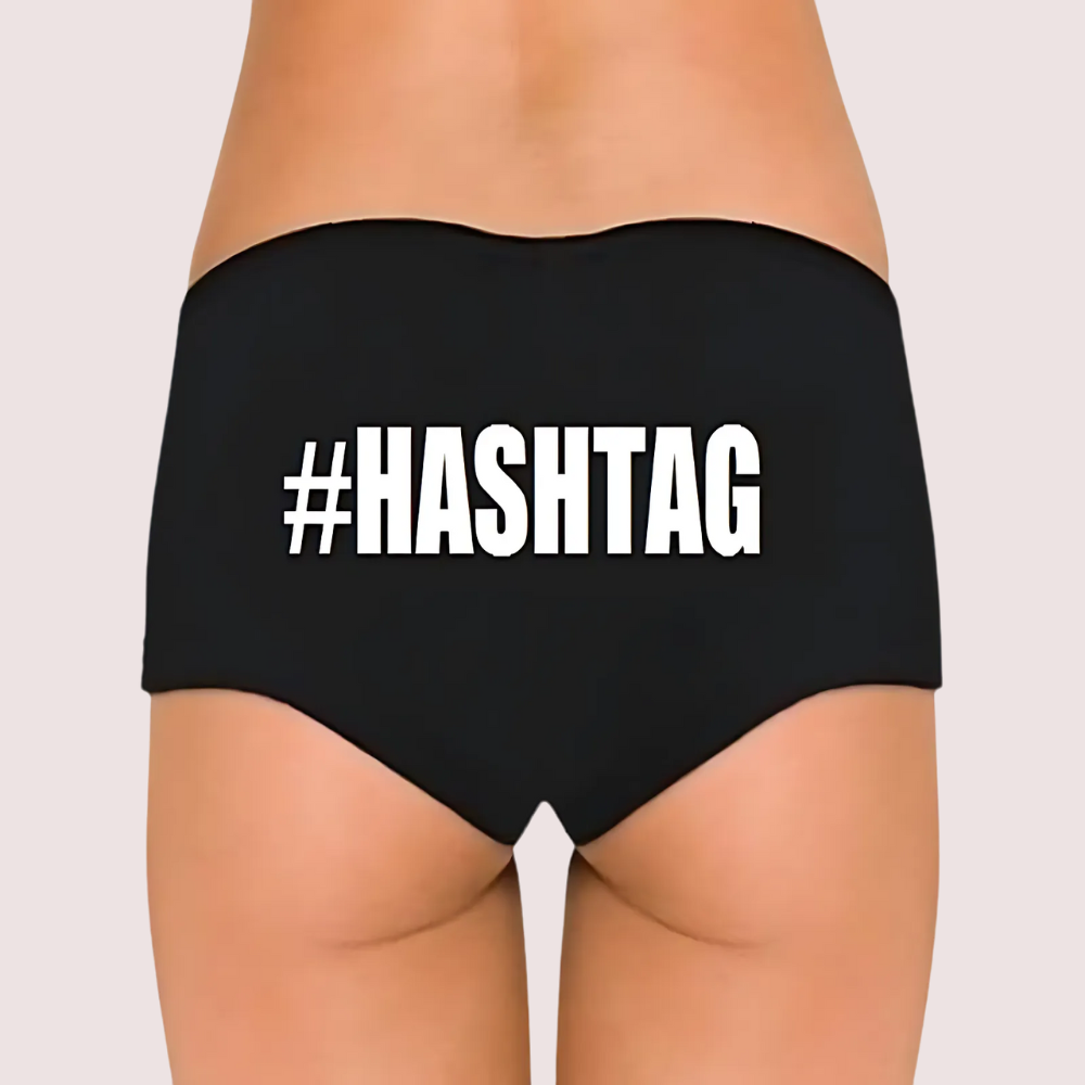 Custom Black Hashtag Cotton Boyshort - Your Vibe, Your Style