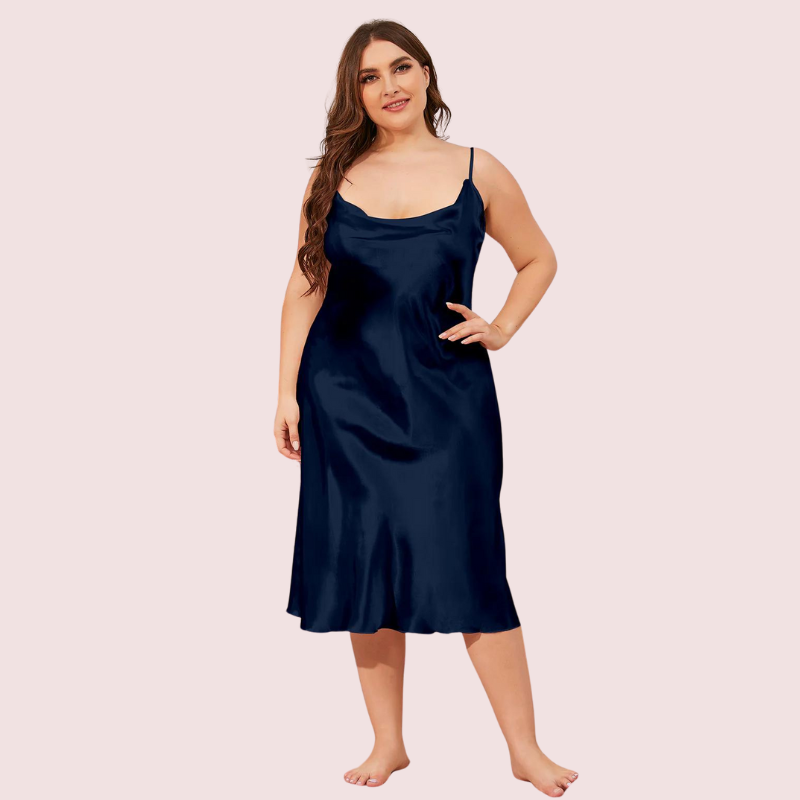 plus size satin cowl neck dress boohoo Women's Plus Cowl Neck Strappy Maxi Slip Dress in Black | Size: 24