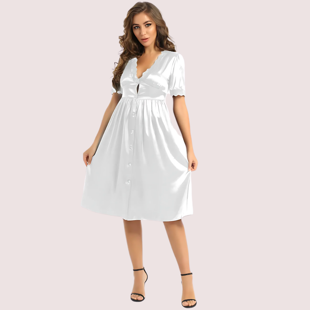 Knee length Luxury satin lounge dress