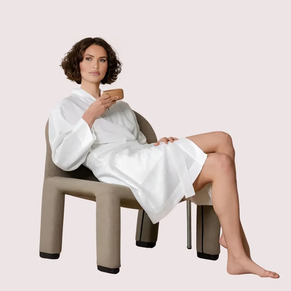 Elegant Natural Genova Linen Bath Robe