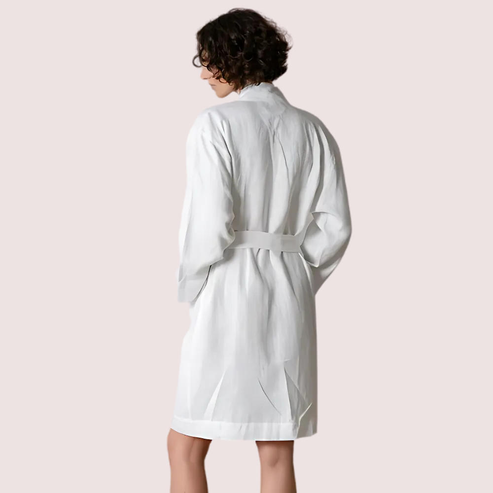 Elegant Natural Genova Linen Bath Robe