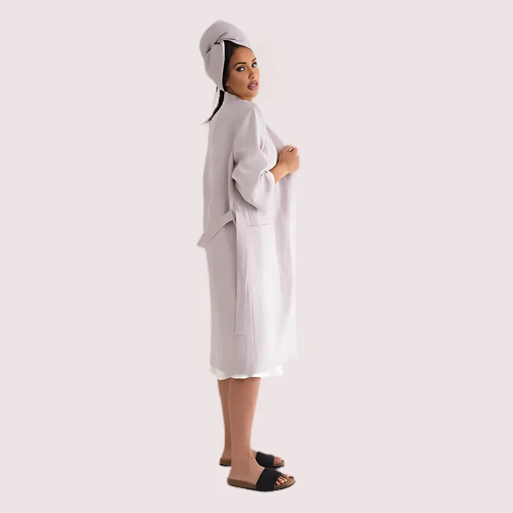 Premium Robe Elegance and Comfort in Premium Linen Robe – Wild Berries Intimates
