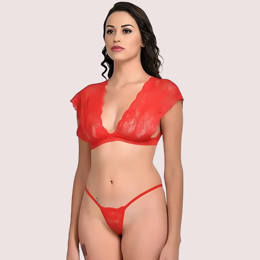 Red Hot Lace Bra & G-String Set - Ignite Passion