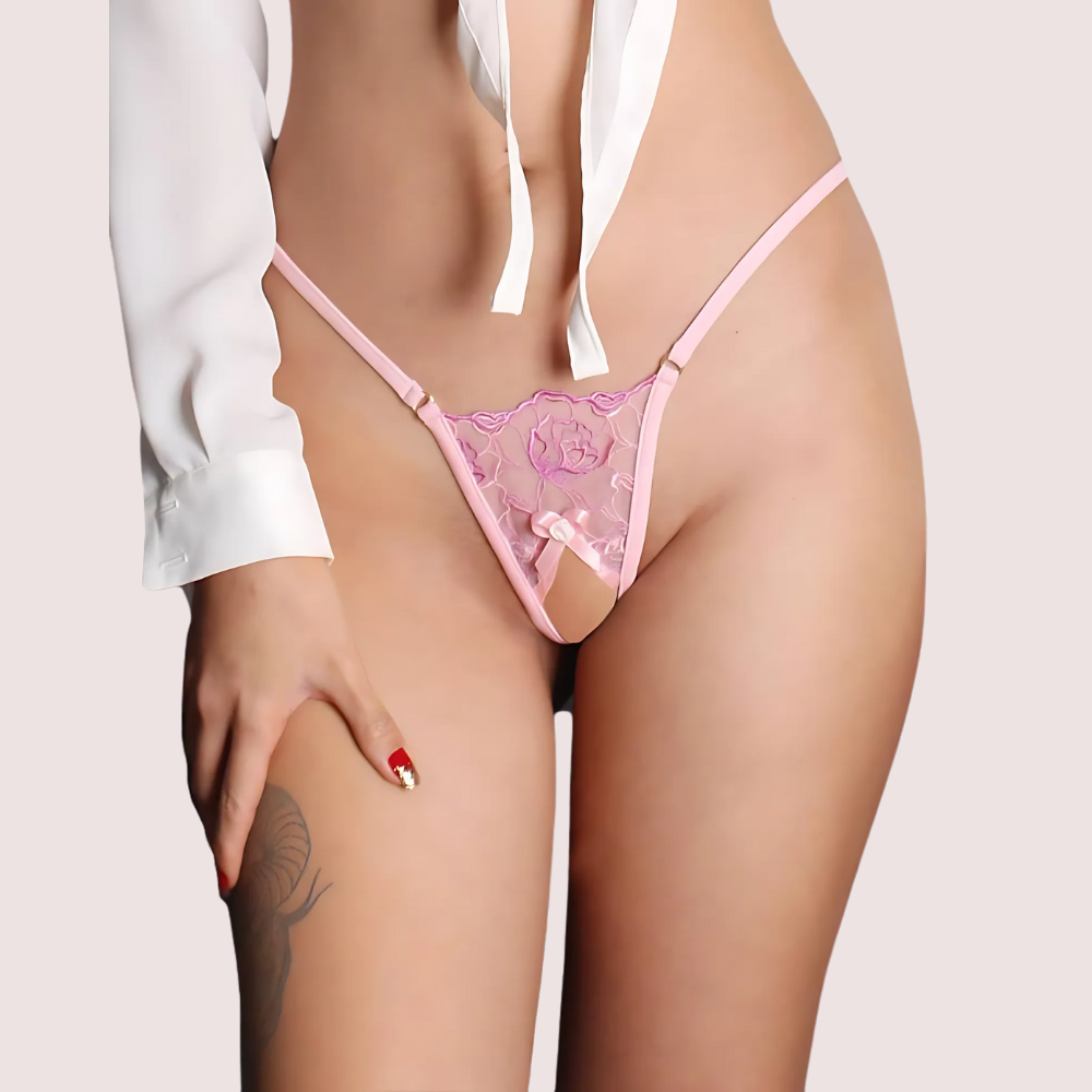 Daring Open Crotch Lace G-String - Bold Intimacy